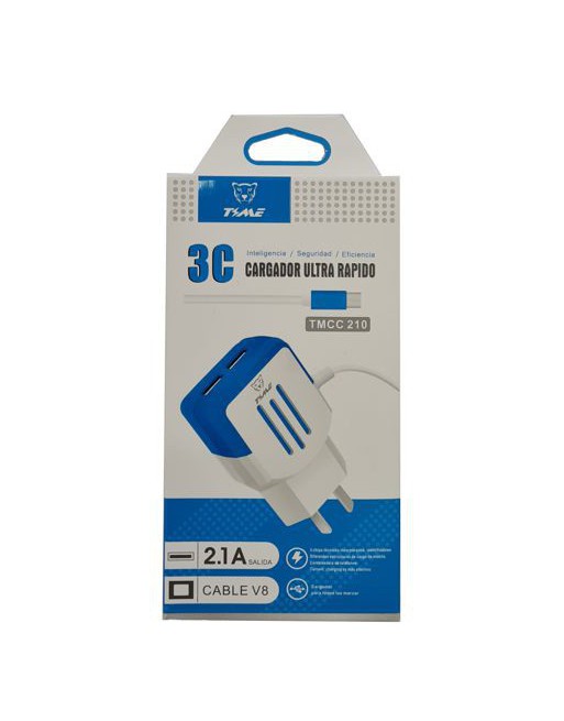 CARGADOR 220V A MICRO USB V8 2.1AMP ULTRA RAPIDO TMCC210 TIME