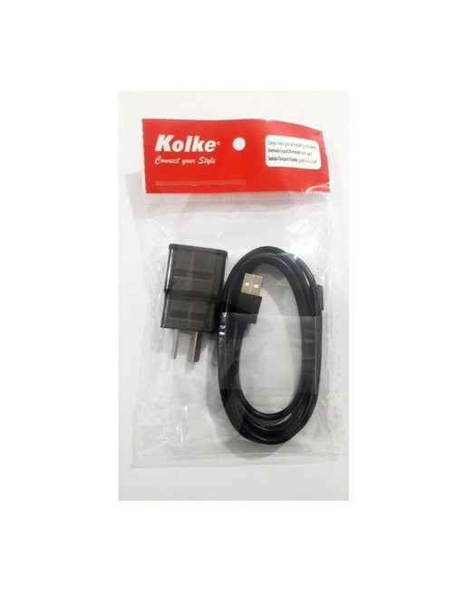 CARGADOR 220V 2 EN 1 2AMP NEGRO KOLKE