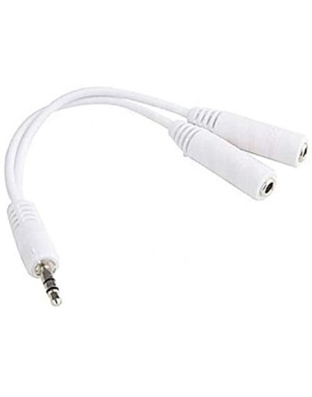 ADAPTADOR 3.5 M A 3.5 H X 2 PARA DIVIDIR SEÑAL DE AUDIO BLANCO