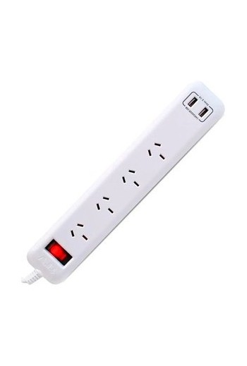 ZAPATILLA BLANCA 4 TOMAS + 2 USB 1.5MTS TRV