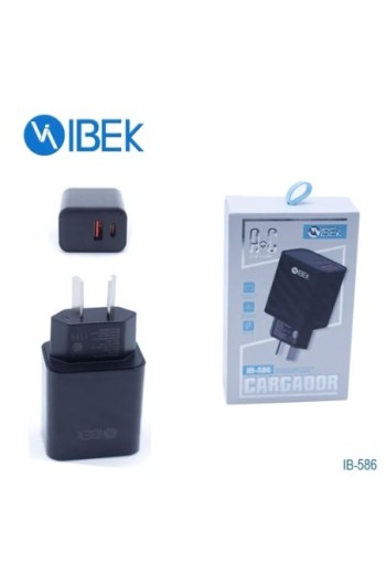 CARGADOR 220V A USB + TIPO C 7.8AMP CABEZAL IB-586 IBEK