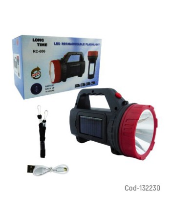 LINTERNA 1 LED + REFLECTOR RECARGABLE SOLAR RC-885 LONG TIME