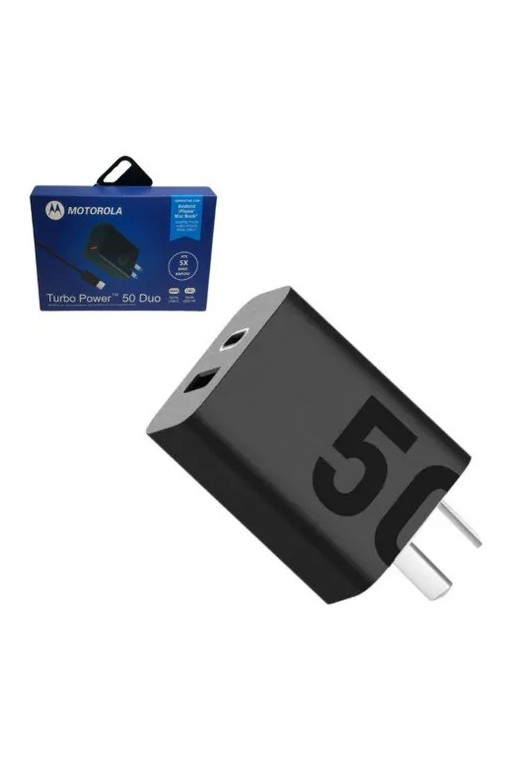 CARGADPR 220V A USB + TIPO C CABEZAL TURBO POWER 50 DUO MOTOROLA