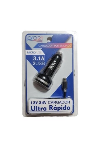 CARGADOR 12V 3.1A MICRO 2 USB PRO21
