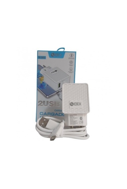 CARGADOR 220V A USB X 2 + CABLE MICRO USB 3.1AMP IB-3022 IBEK