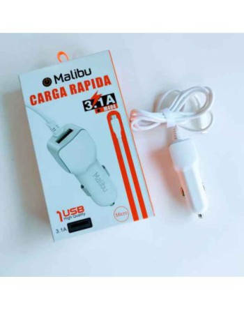 CARGADOR 12V A USB C/CABLE 3.1AMP CARGA RAPIDA M404 MALIBU