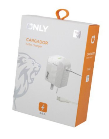 CARGADOR 220V A USB X 2 + CABLE TIPO C 4.4AMP BLANCO MOD 06 ONLY