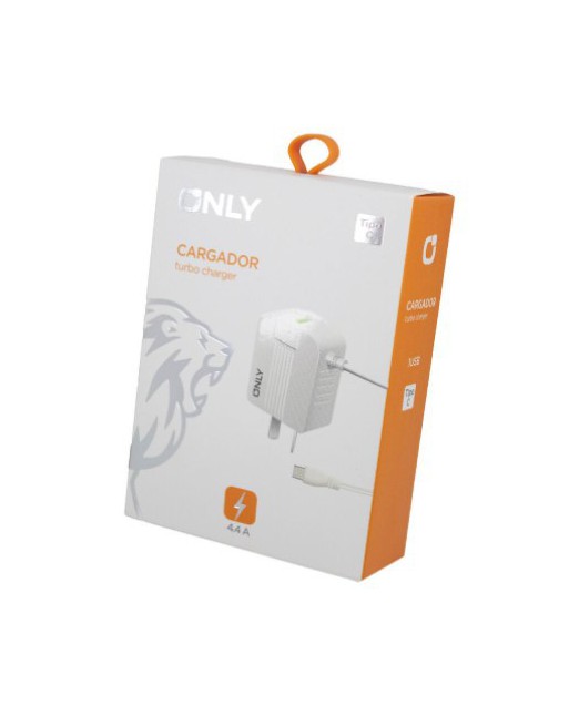 CARGADOR 220V A USB X 2 + CABLE TIPO C 4.4AMP BLANCO MOD 06 ONLY