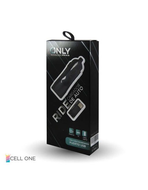 CARGADOR 12V A USB X 1 C/CABLE TIPO C 3.1AMP RIDE ECO NEGRO ONLY