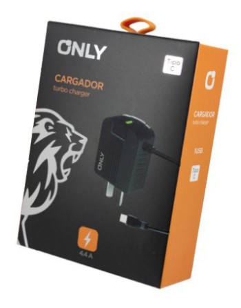 CARGADOR 220V A USB X 2 + CABLE TIPO C 4.4AMP NEGRO MOD 06 ONLY
