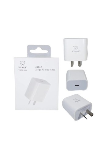 CARGADOR 220V A USB TIPO C CABEZAL BLANCO 18W CARGA RAPIDA TMCC-606 TIME
