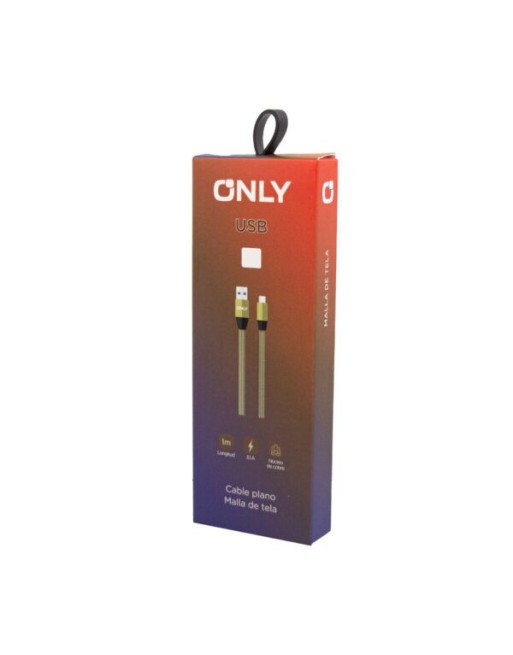 CABLE MICRO USB V8 3.1AMP 1MT PLANO RAYAS DORADO MOD 32 ONLY
