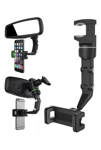 SOPORTE P/CELULAR P/AUTO P/ESPEJO RETROVISOR 2 BRAZOS DX-CELHOL DINAX