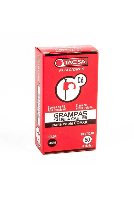 GRAMPAS SUJETA CABLE C6 PARA CABLE COAXIL NEGRO TACSA