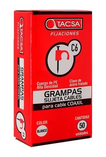 GRAMPAS SUJETA CABLE C6 PARA CABLE COAXIL BLANCO TACSA