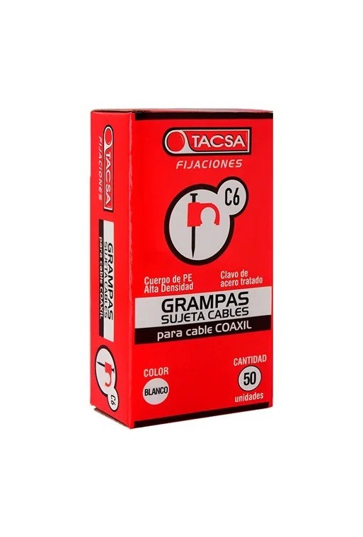 GRAMPAS SUJETA CABLE C6 PARA CABLE COAXIL BLANCO TACSA