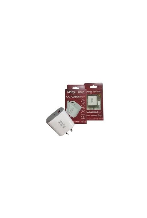 CARGADOR 220V A USB TIPO C + CABLE TIPO C PREMIUN PD50W MEGA DINAX
