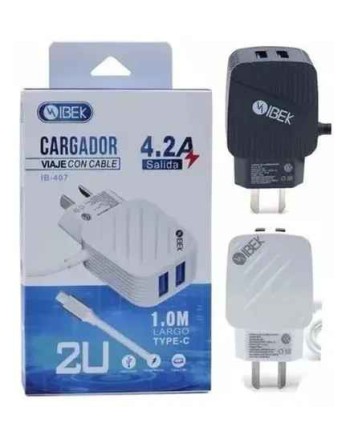 CARGADOR 220V A USB X 2 C/CABLE MICRO USB 4.2AMP IS-4001  IBEK
