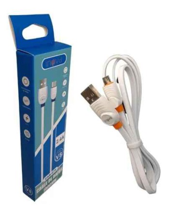 CABLE MICRO USB 2.4AMP 1MTS BLANCO V8 CAB-075 INOVA
