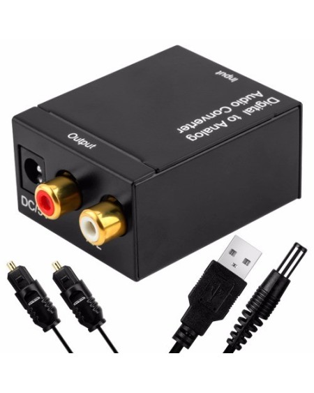 CONVERSOR DE AUDIO DIGITAL A RCA AC + CABLE OPTICO 1MTS