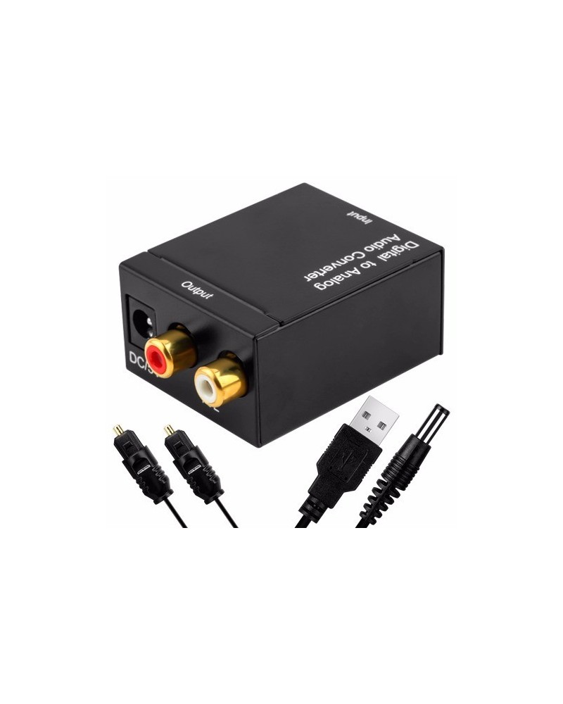 CONVERSOR DE AUDIO DIGITAL A RCA AC + CABLE OPTICO 1MTS