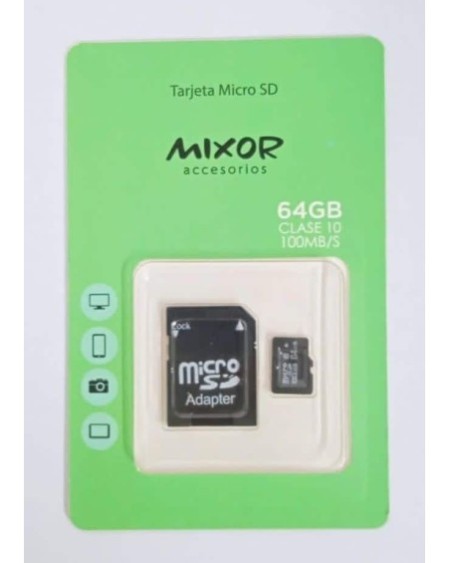 MEMORIA MICRO SD 64GB CALSE 10 100MBPS MIXOR