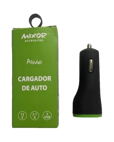 CARGADOR 12V A USB X 2 2.1AMP VERDE ALIVIO MOD39 MIXOR