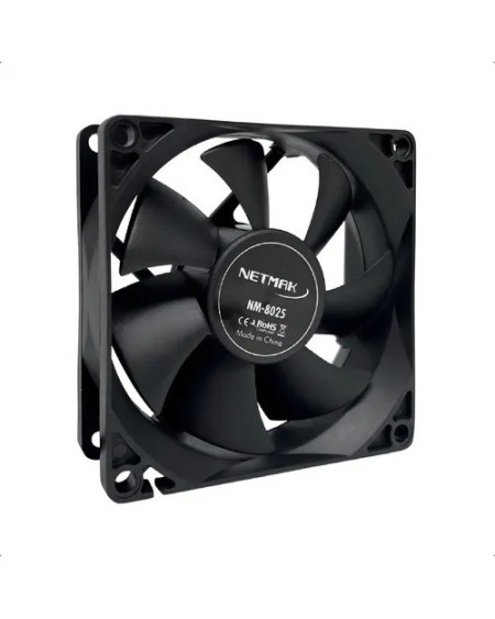 COOLER 80X80X25 CON BUJE NEGRO NM-8025 NETMAK