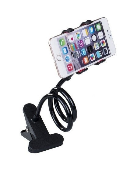 SOPORTE P/CELULAR PINZA ESPIRAL PARA ESCRITORIO METAL