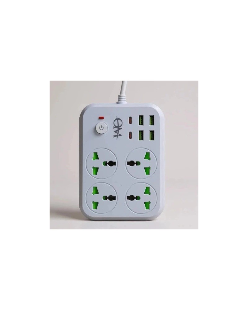 ZAPATILLA 4 TOMAS + 4 USB + 2 TIPO C 4.2AMP 2200W T-23 OM