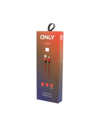 CABLE IPHONE 3.1AMP 1MT REDONDO TELA ROJO MOD 59 ONLY