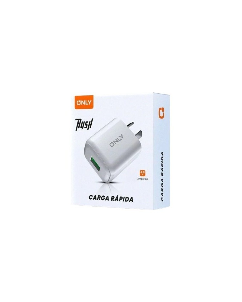 CARGADOR 220V A USB + CABLE TIPO C 4.8AMP CARGA RAPIDA RUSH MOD430 ONLY