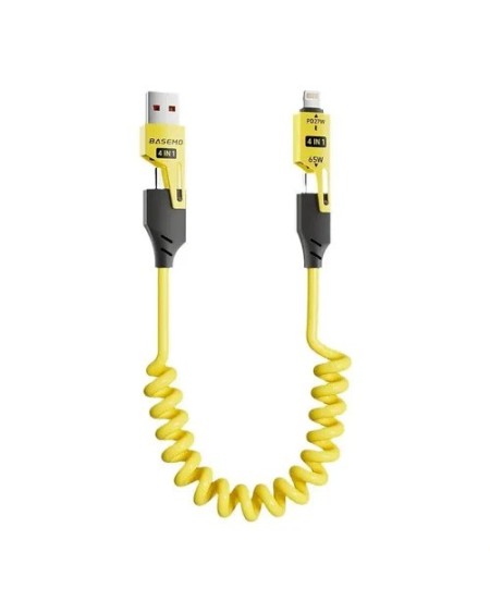 CABLE USB + TIPO  C + IPHONE 4 EN 1 RESORTE 27/65W
