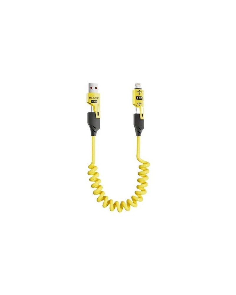 CABLE USB + TIPO  C + IPHONE 4 EN 1 RESORTE 27/65W