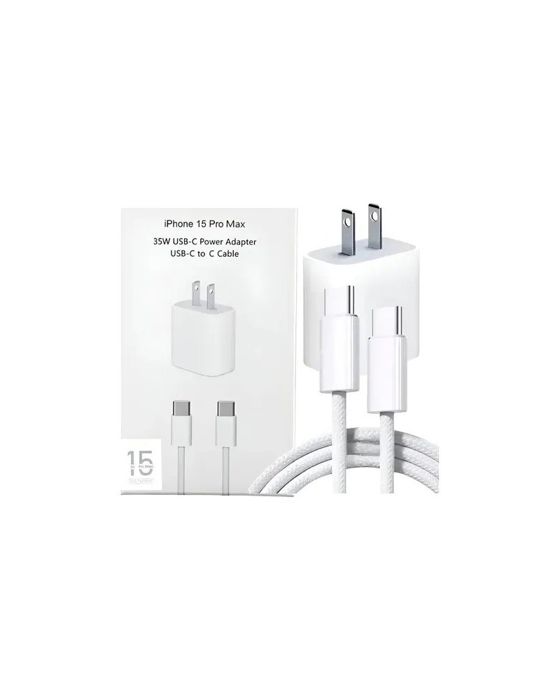 CARGADOR 220V A USB TIPO C + CABLE TIPO C IPOHNE 16 PRO MAX 35W