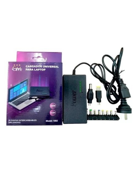CARGADOR P/NOTEBOOK UNIVERSAL 10 CONECTORES 120W 1002 OM