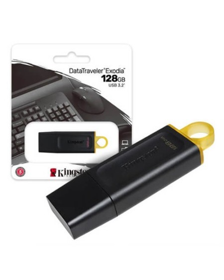 PEN DRIVE 128GB USB 3.2 DT EXODIA NEGRO Y AMARILLO KINGSTON