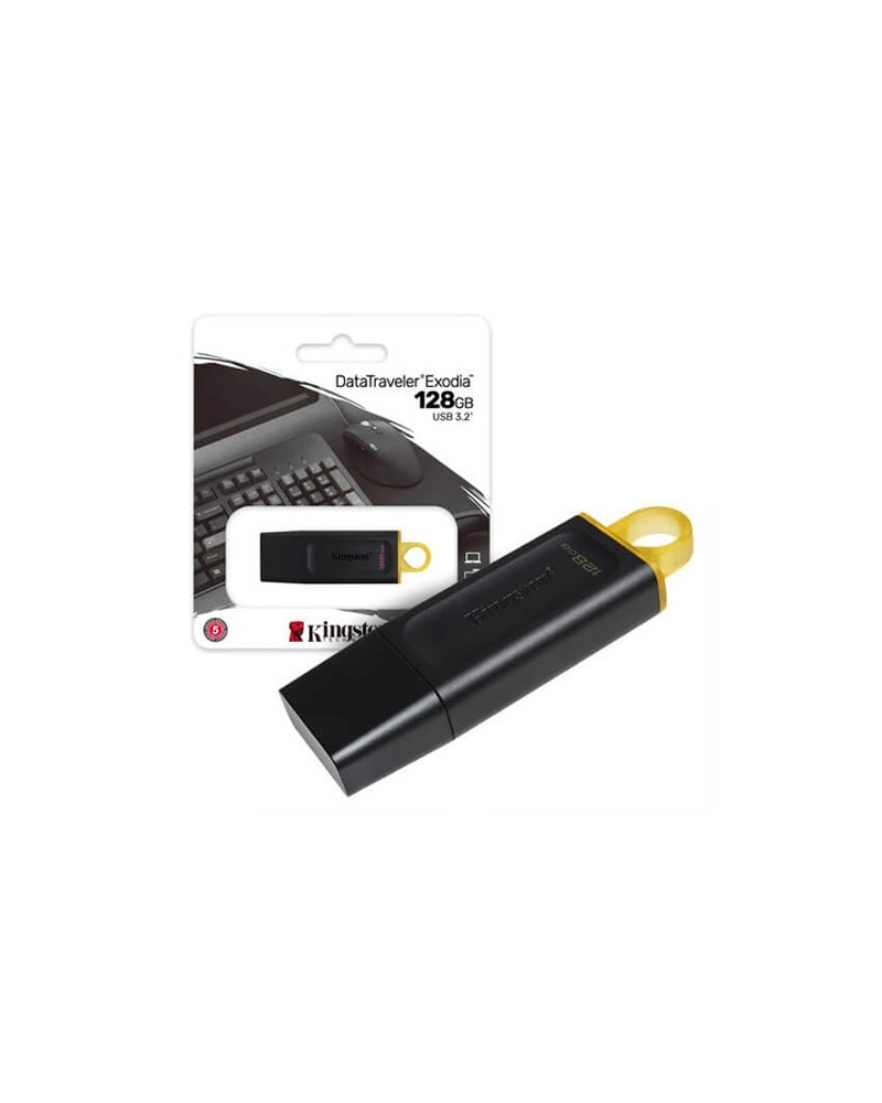 PEN DRIVE 128GB USB 3.2 DT EXODIA NEGRO Y AMARILLO KINGSTON