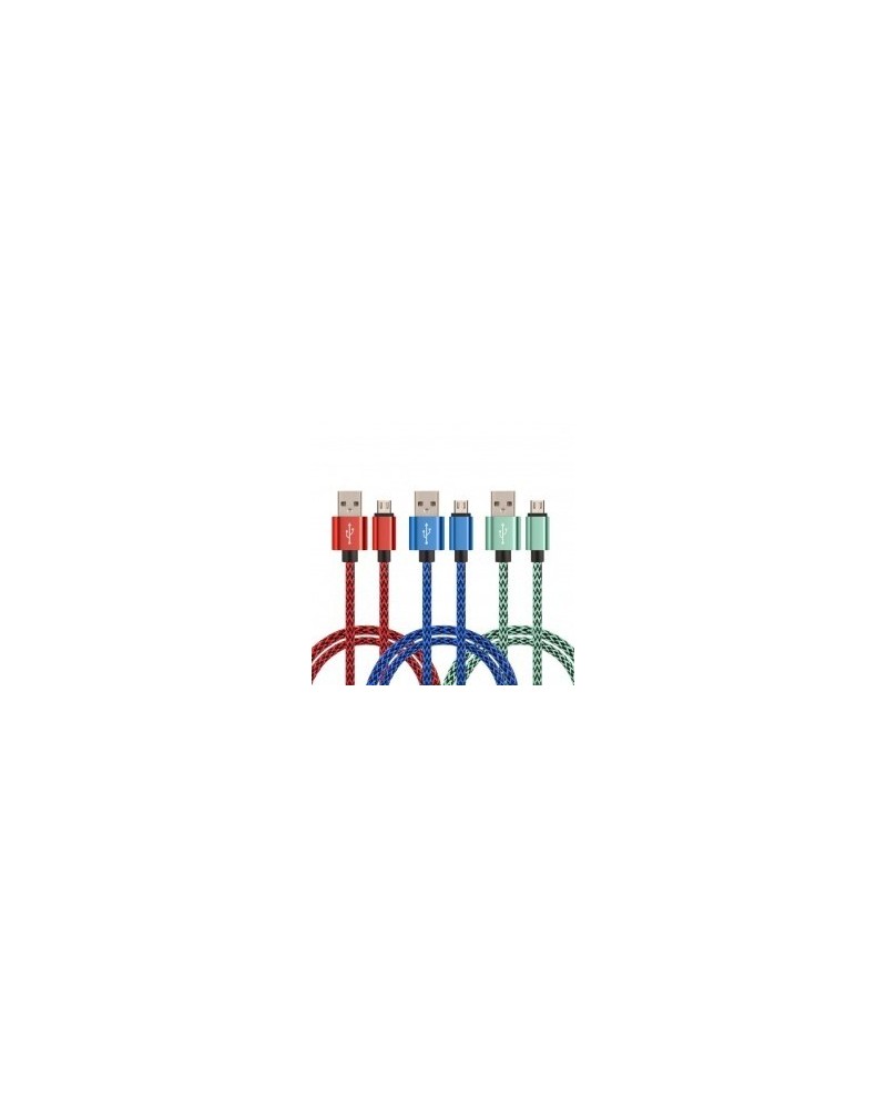 CABLE USB MICRO USB 2MTS MALLADO COLORES
