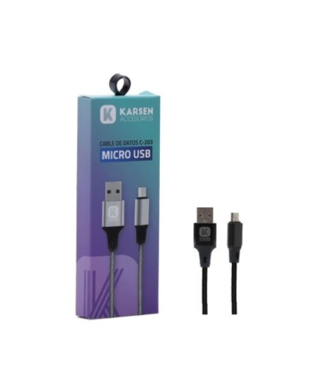 CABLE USB MICRO USB 3.1AMP 1MTS GRIZ C-203 1063 KARSEN