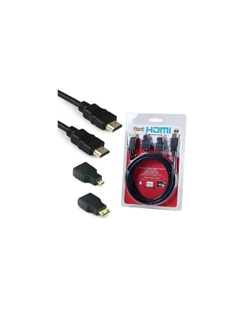 CABLE HDMI CON ADAPTADORES 3 EN 1 1.5MTS TMCB 6556
