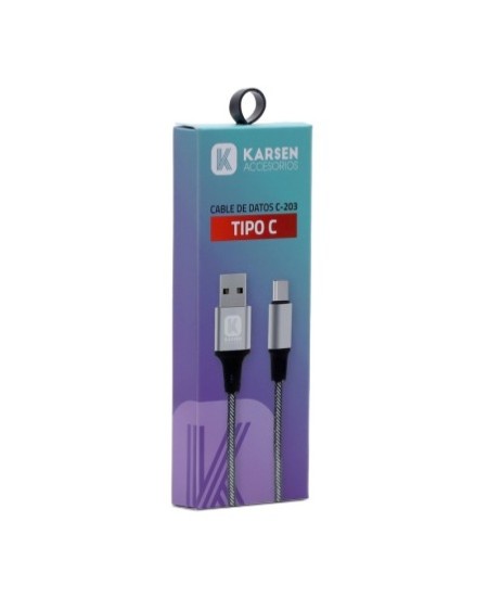 CABLE USB TIPO C 3.1AMP 1MTS GRIZ C-203 1067 KARSEN