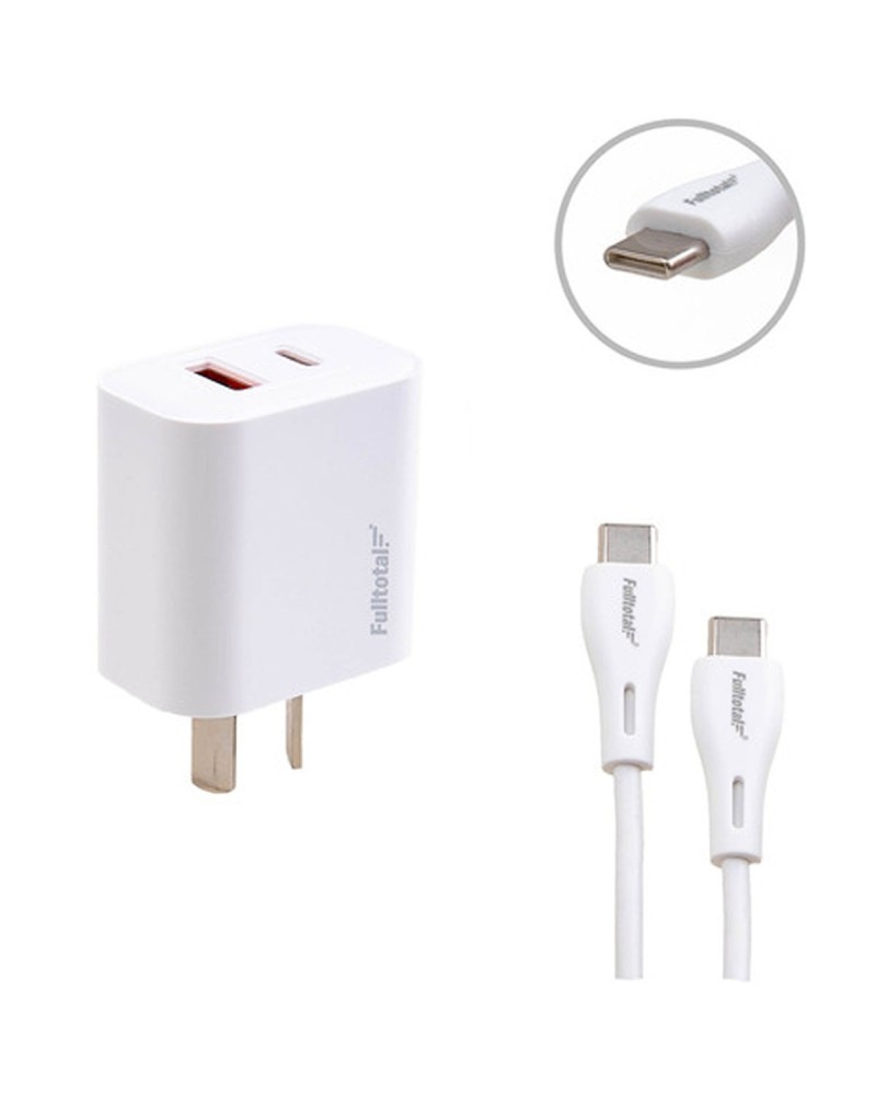 CARGADOR 220V A USB TIPO C + CABLE TIPO C QC3.0 18W HC257 EZRA