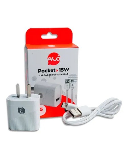 CARGADOR 220V A USB + CABLE TIPO C 15W BLANCO ALO