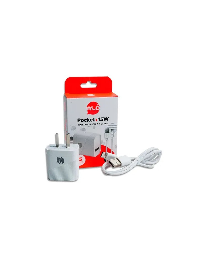 CARGADOR 220V A USB + CABLE TIPO C 15W BLANCO ALO