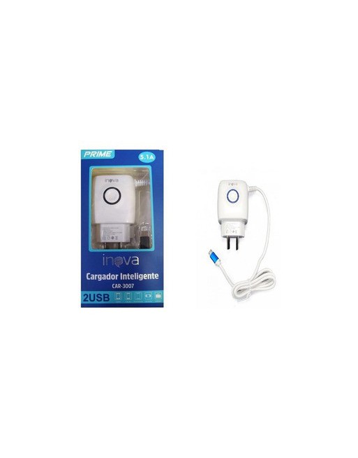 CARGADOR 220V MICRO USB V8  5.1AMP BLANCO CAR-3007 INOVA