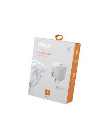 CARGADOR 220V A USB X 2 + CABLE MICRO USB 3.1AMP TURBO CHARGER MOD 06 BLANCO ONLY