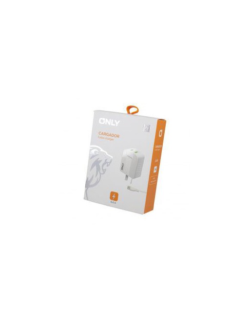 CARGADOR 220V A USB X 2 + CABLE MICRO USB 3.1AMP TURBO CHARGER MOD 06 BLANCO ONLY
