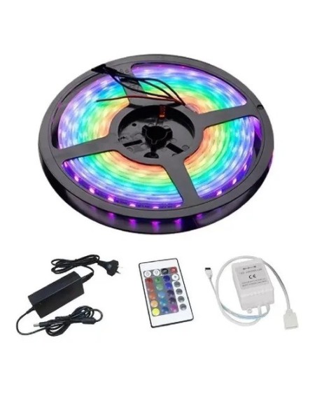 TIRA DE LED RGB 50X50 5MTS C/FUENTE Y COTROLADOR IBEK