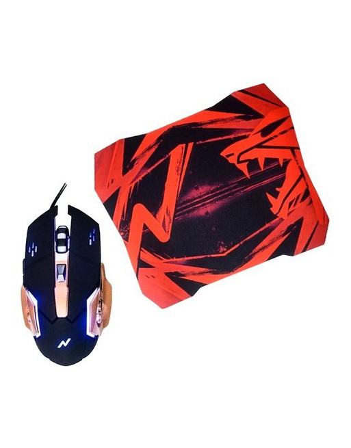 MOUSE GAMER + PAD DE MOUSE STORMER 2400DPI 4 COLORES RGB ST-800 NOGA